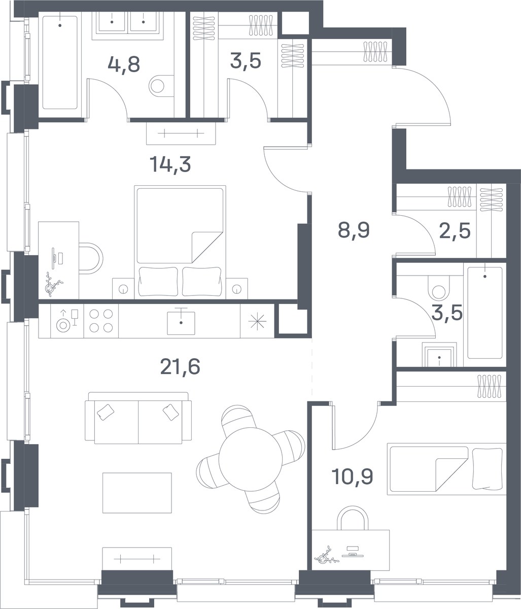 Планировка 70.0 м²