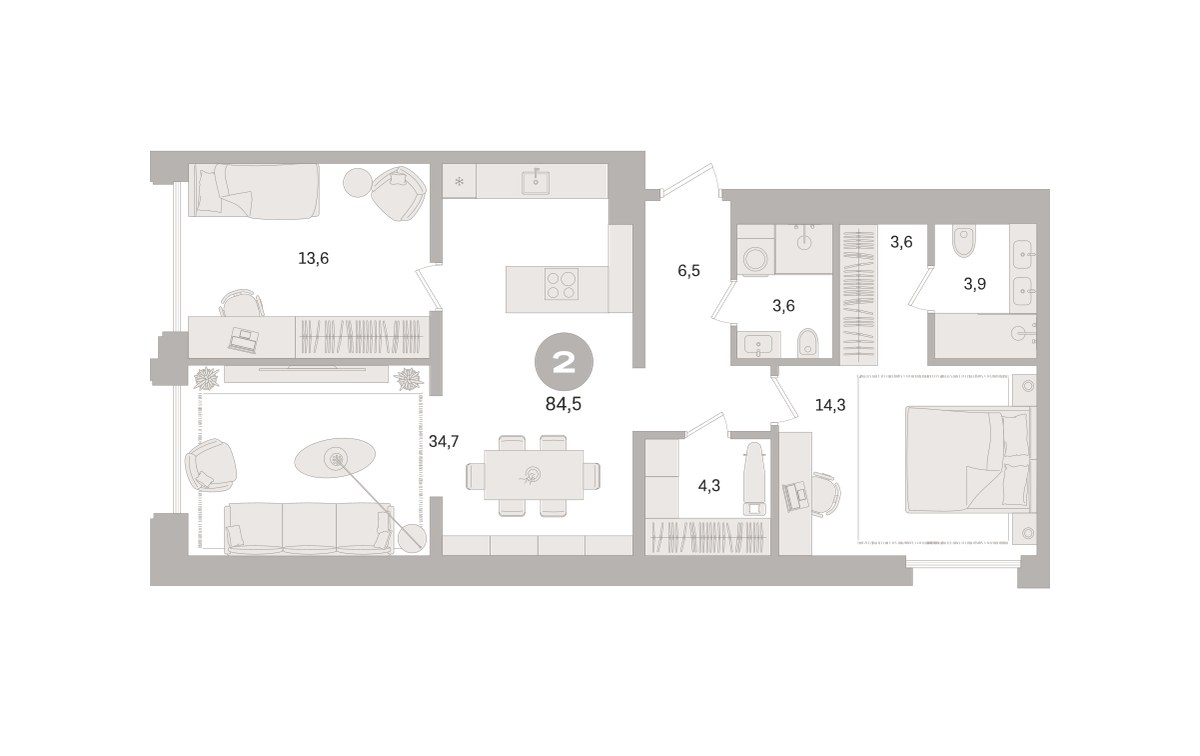 Планировка 84.5 м²
