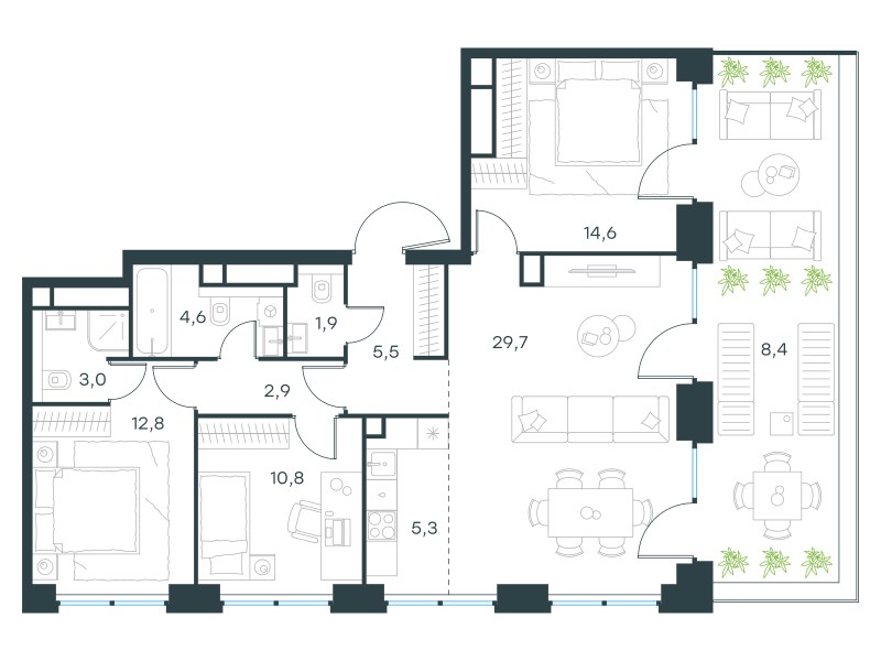 Планировка 99.5 м²