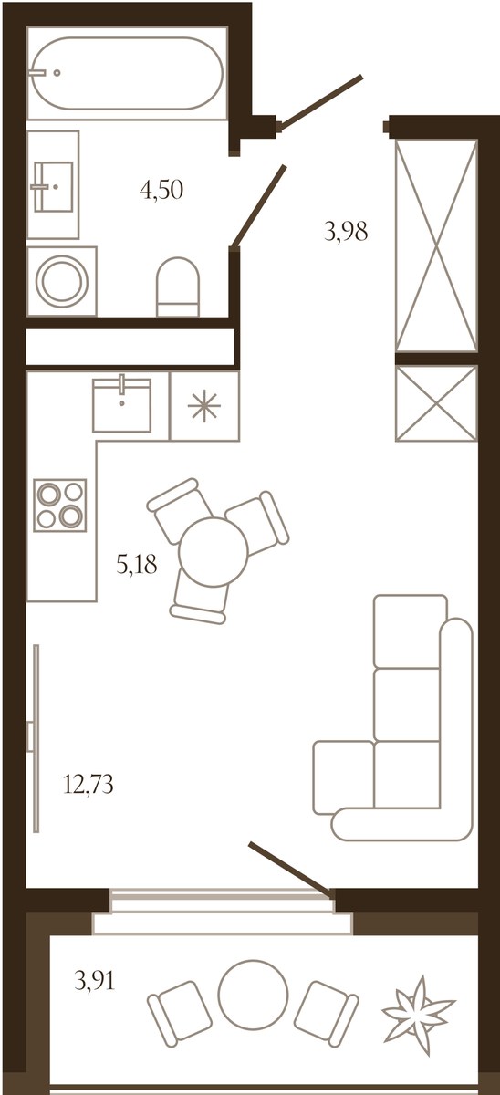 Планировка 28.35 м²