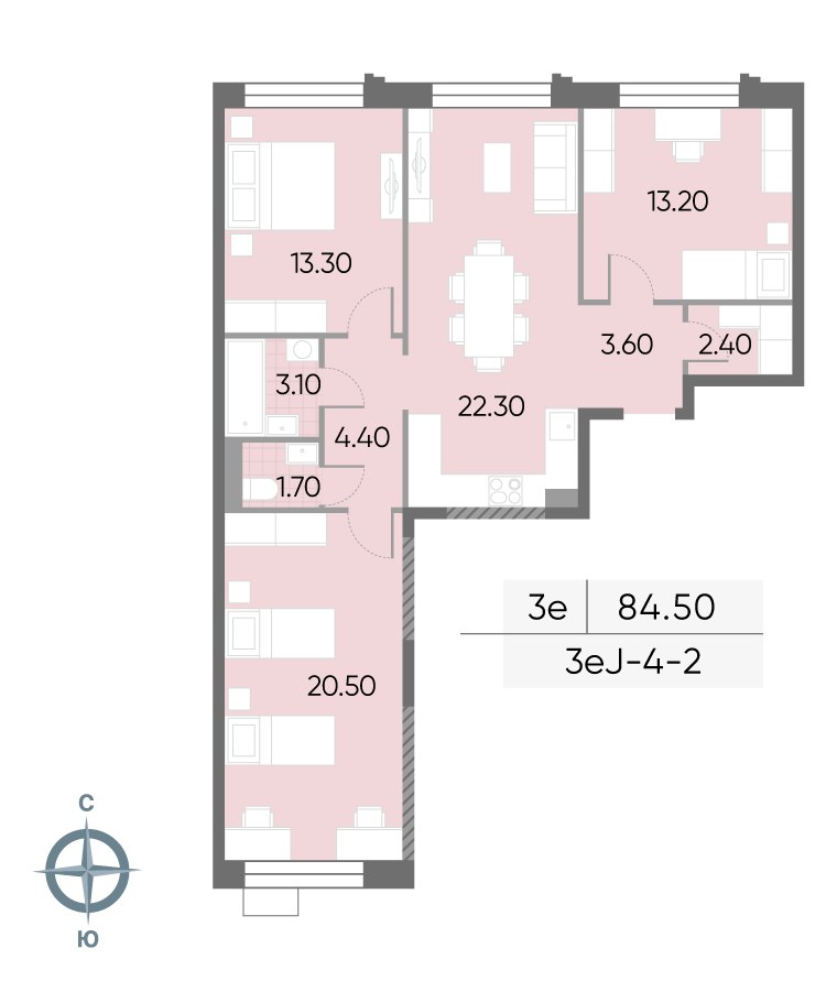 Планировка 84.5 м²