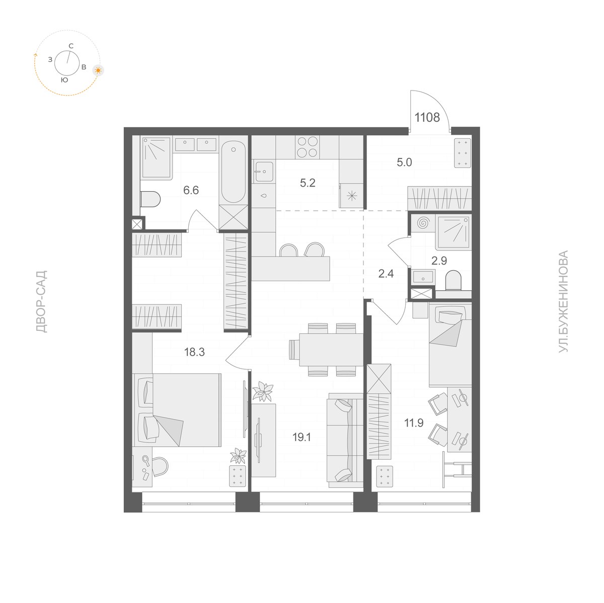 Планировка 71.4 м²