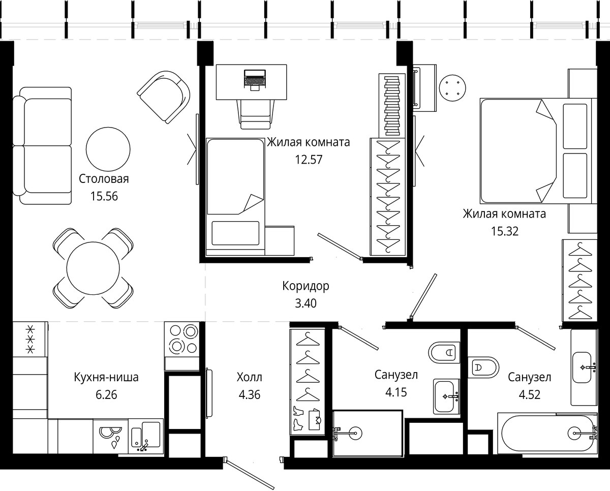 Планировка 66.1 м²