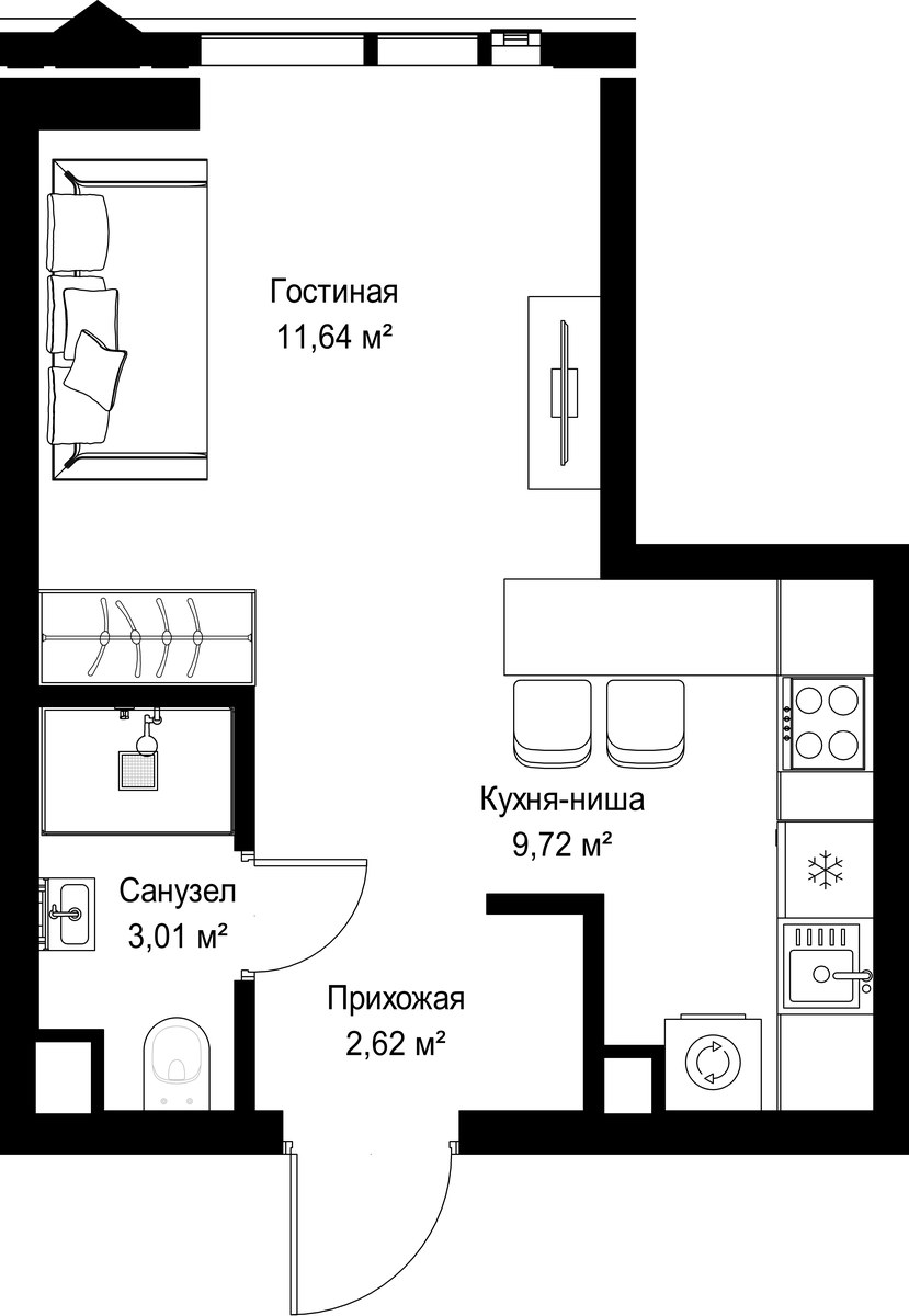 Планировка 26.99 м²