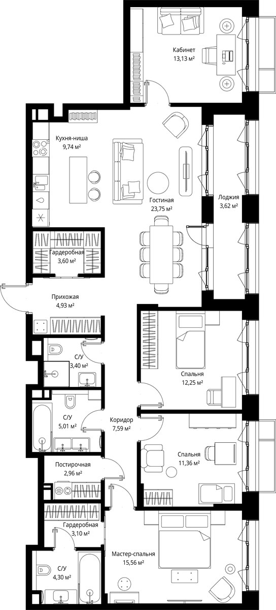 Планировка 124.3 м²
