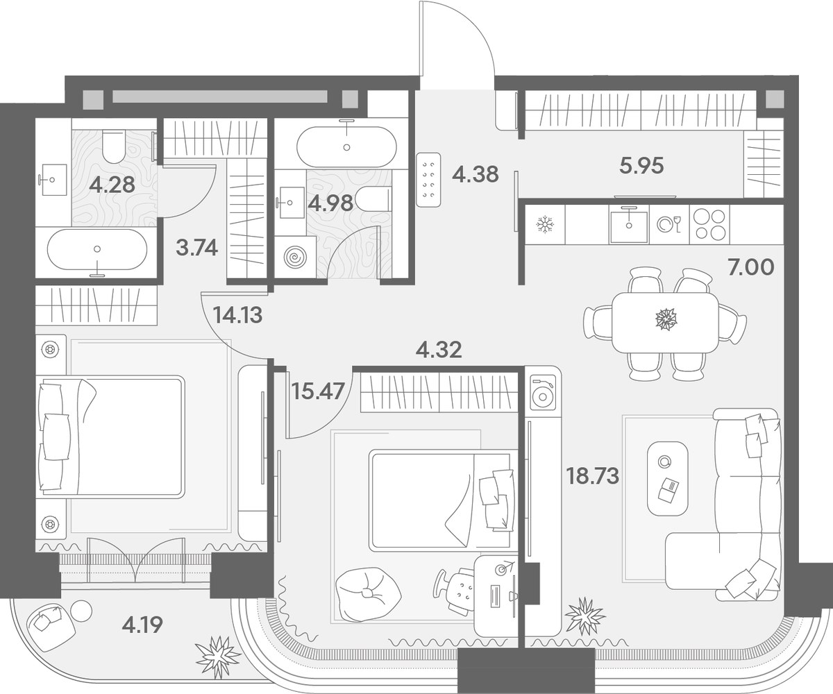 Планировка 87.17 м²