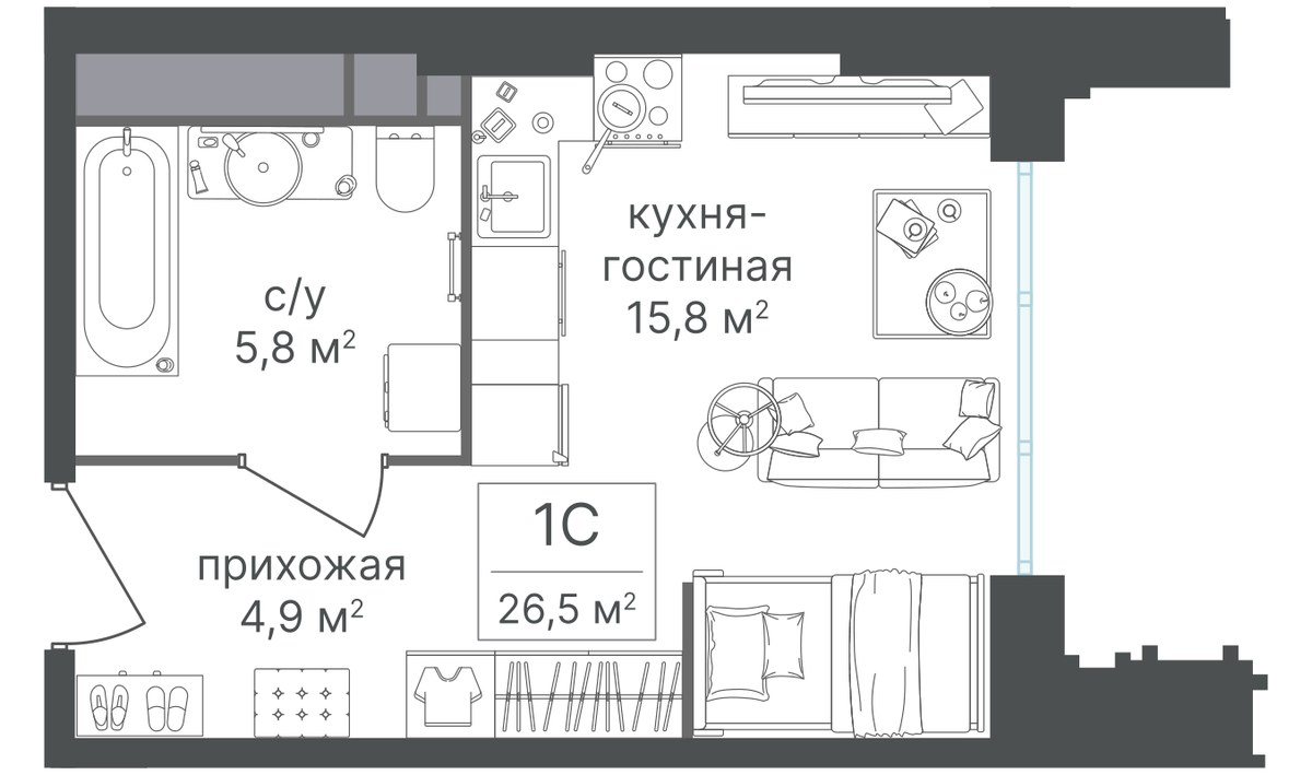 Планировка 27.0 м²