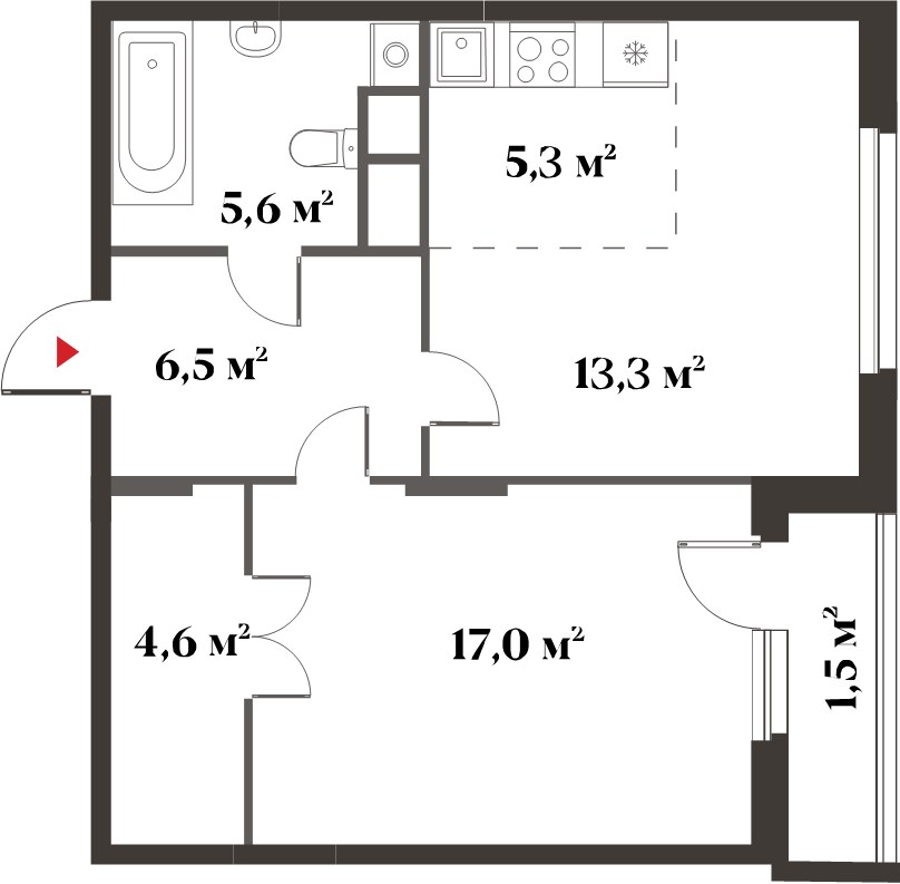 Планировка 53.0 м²