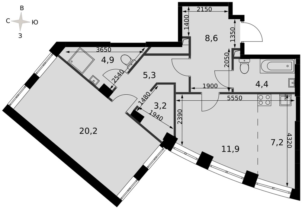Планировка 65.6 м²