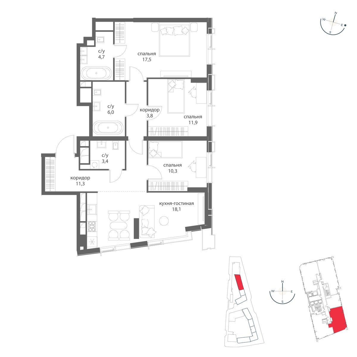 Планировка 87.0 м²