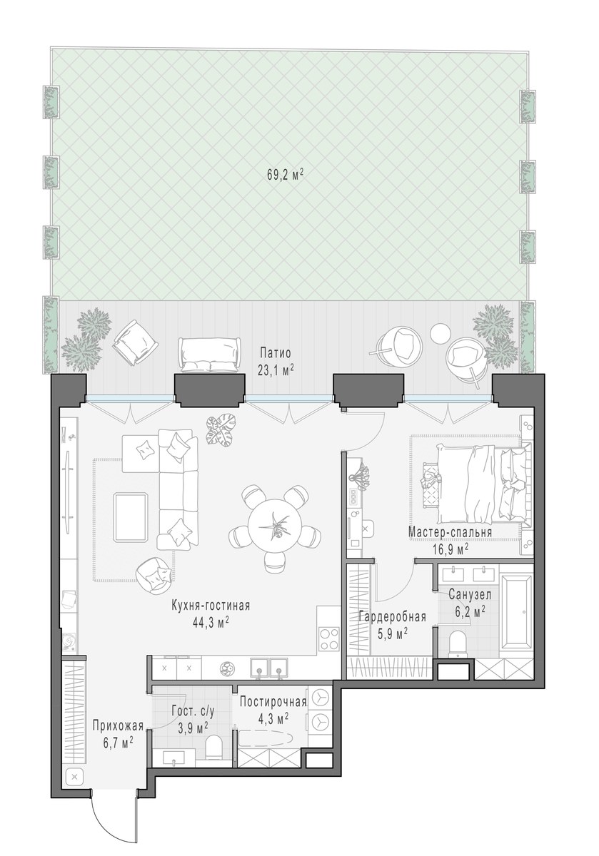 Планировка 88.7 м²