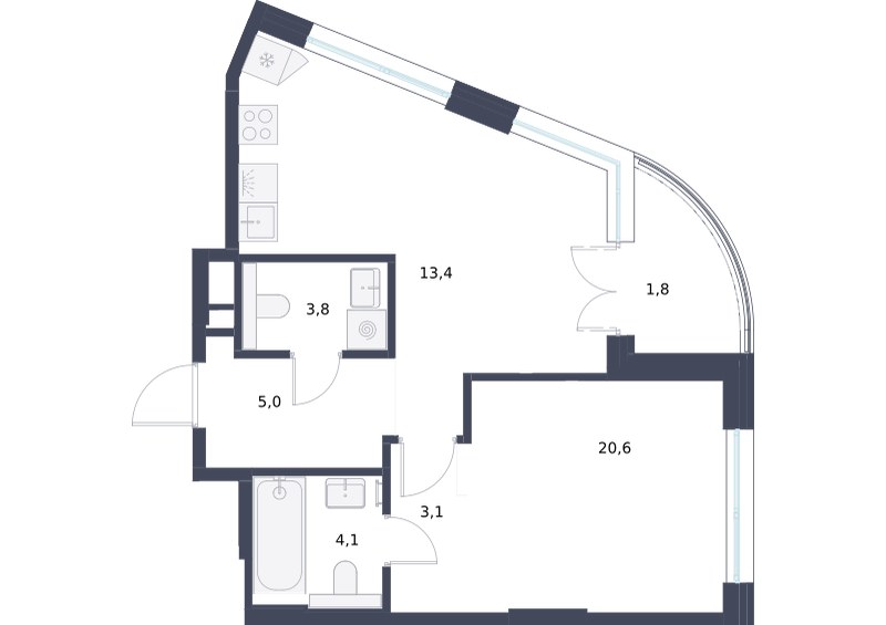 Планировка 51.8 м²