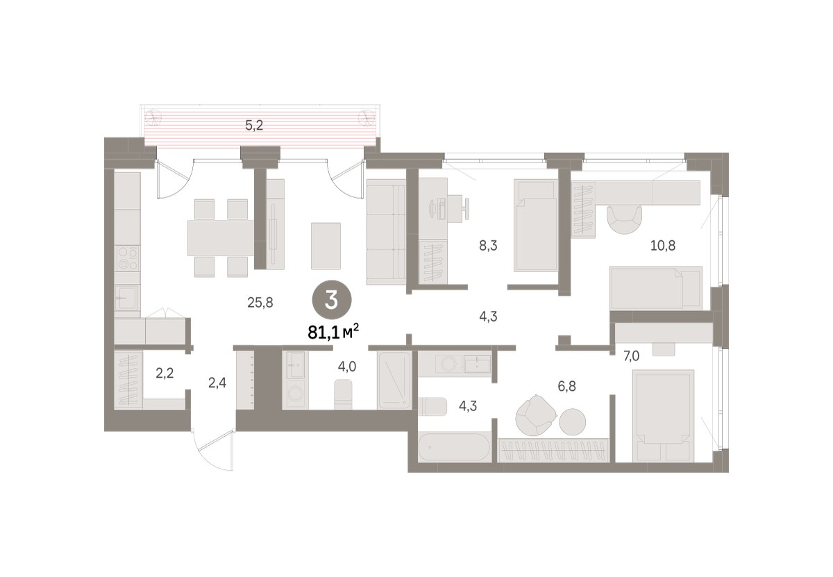 Планировка 81.1 м²
