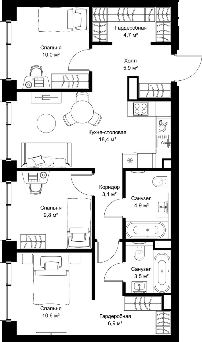 Планировка 77.8 м²