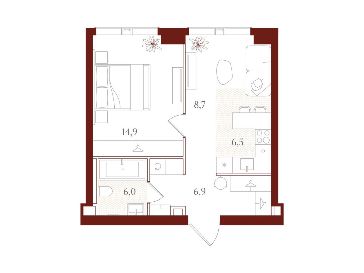 Планировка 43.0 м²