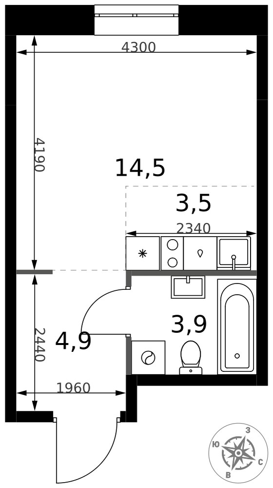 Планировка 26.8 м²