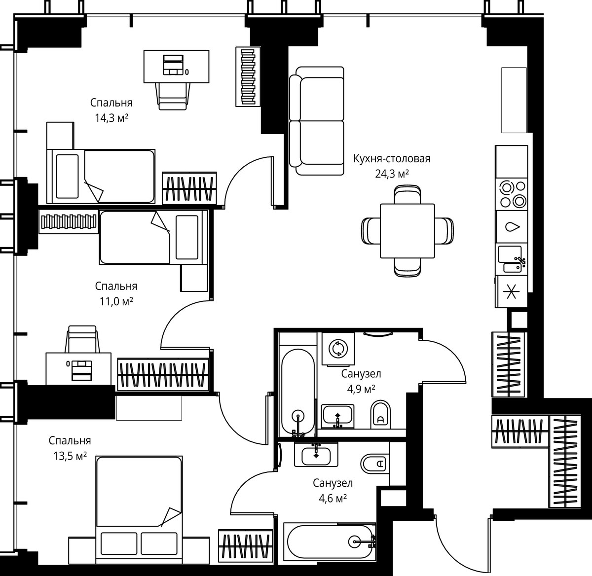 Планировка 84.9 м²