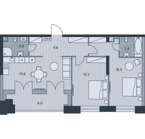 Планировка 74.8 м²