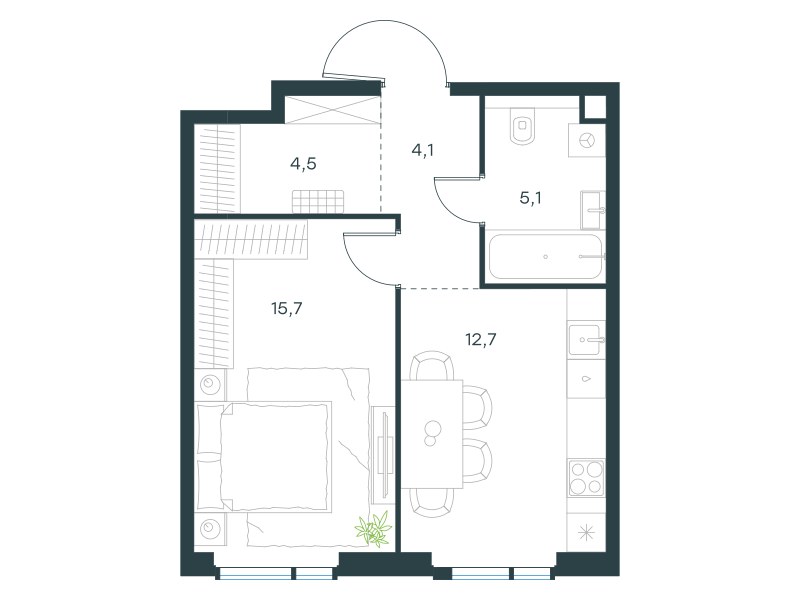 Планировка 42.1 м²