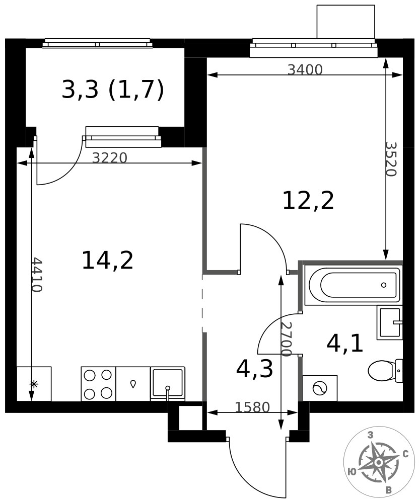 Планировка 36.5 м²