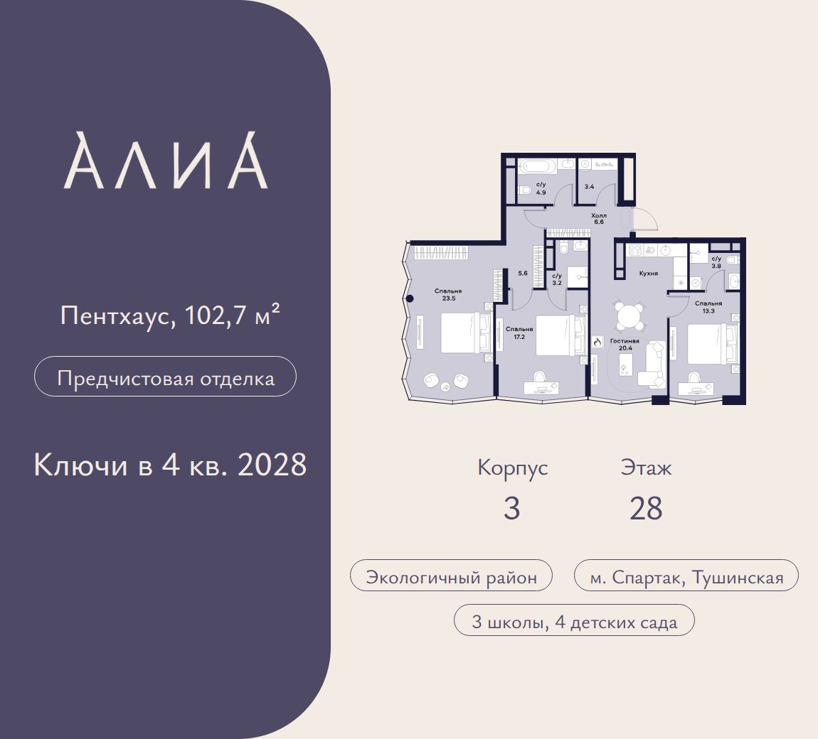 Планировка 102.7 м²
