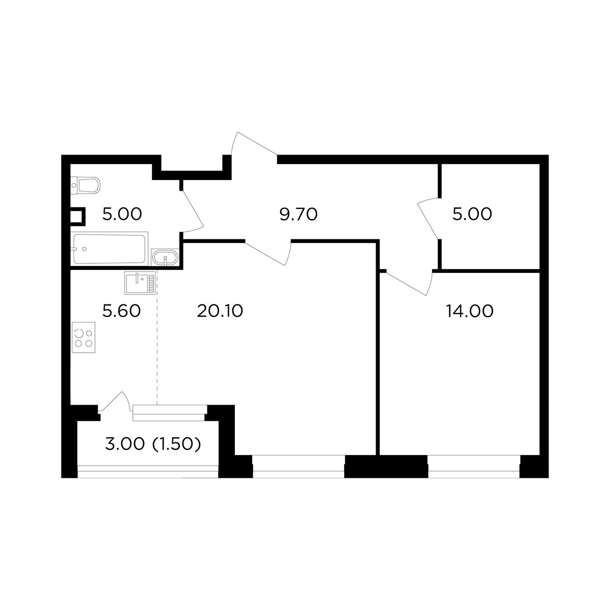 Планировка 60.9 м²
