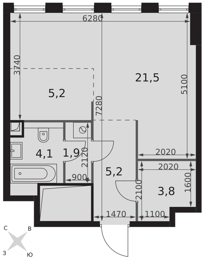 Планировка 41.7 м²