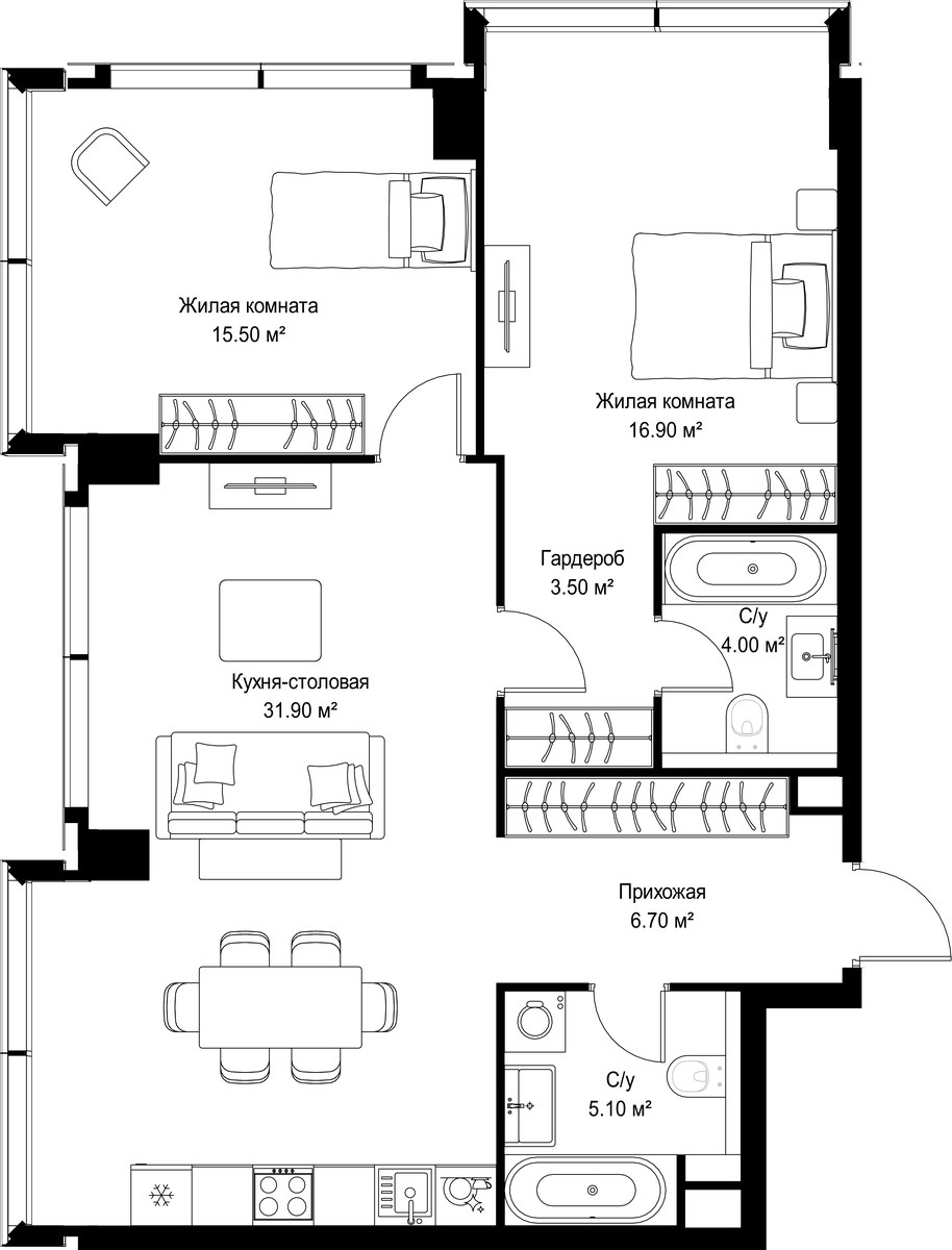 Планировка 83.6 м²