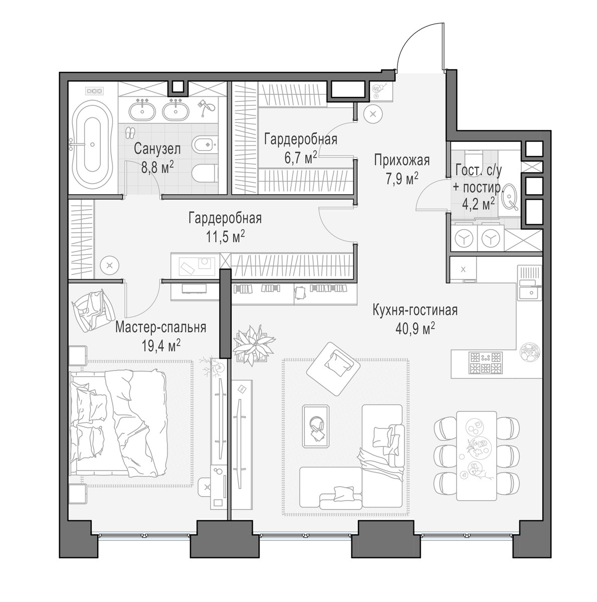 Планировка 98.5 м²