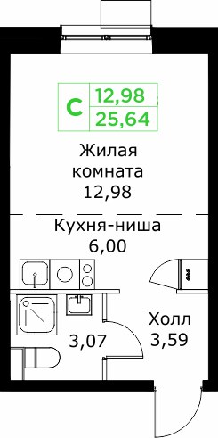 Планировка 25.7 м²