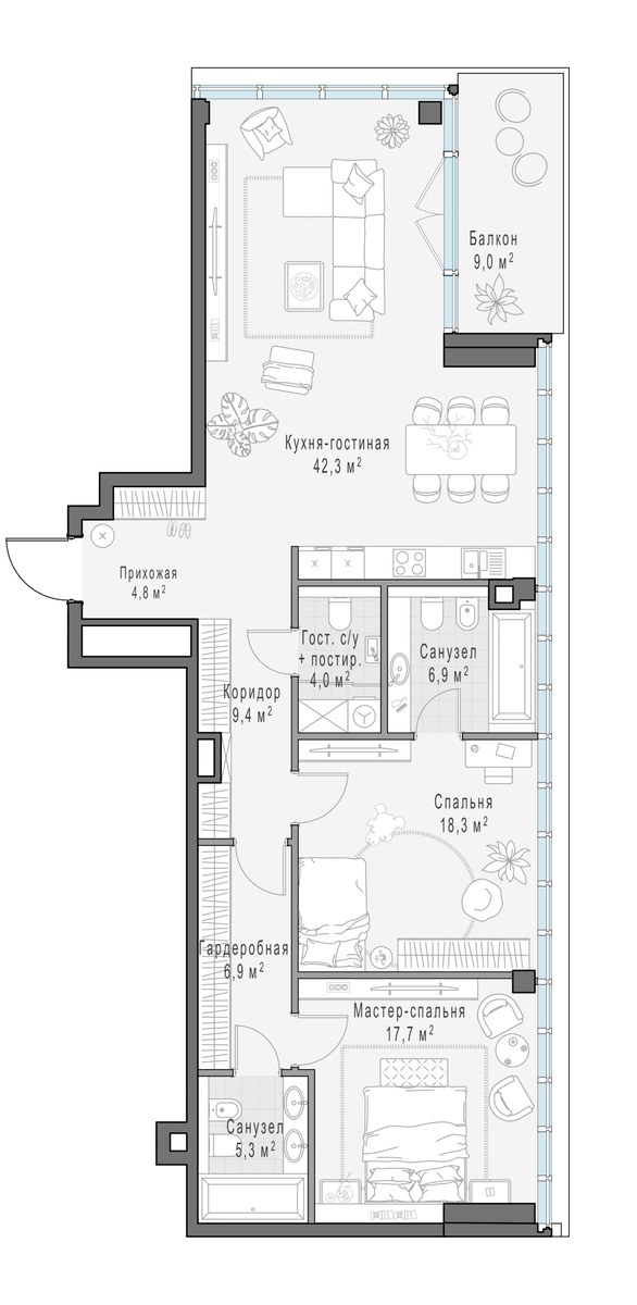 Планировка 118.6 м²