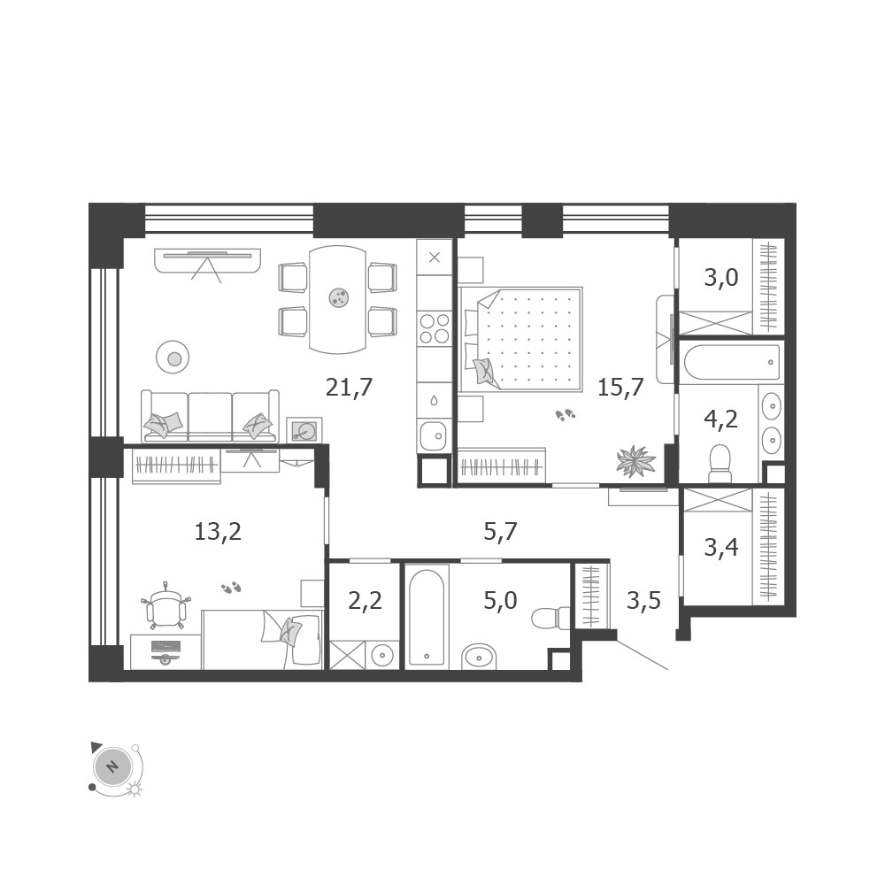 Планировка 77.6 м²