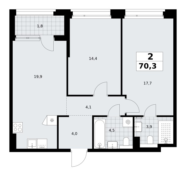 Планировка 70.3 м²