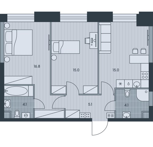 Планировка 60.1 м²