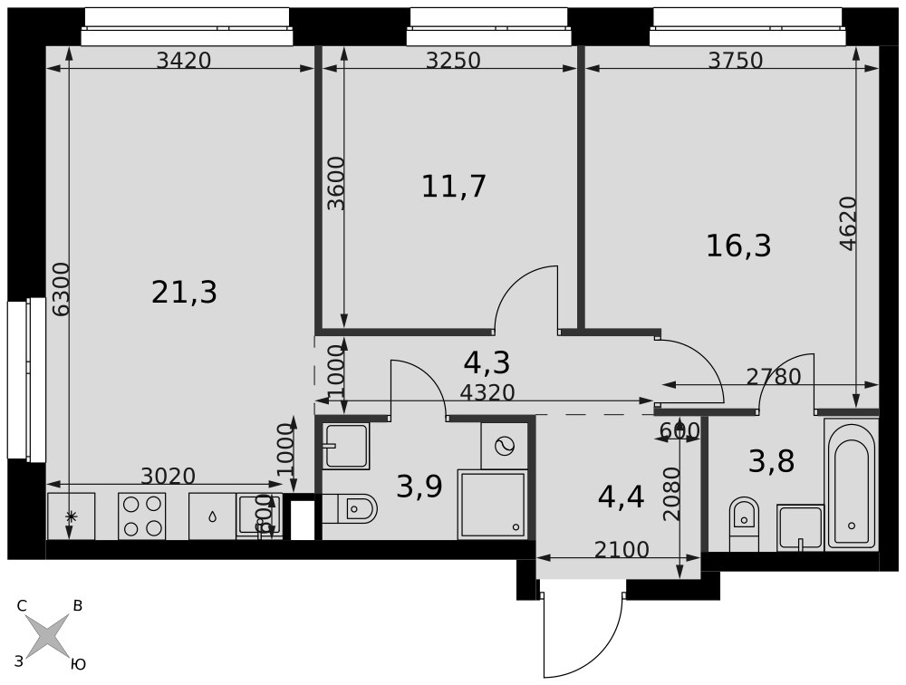 Планировка 65.7 м²