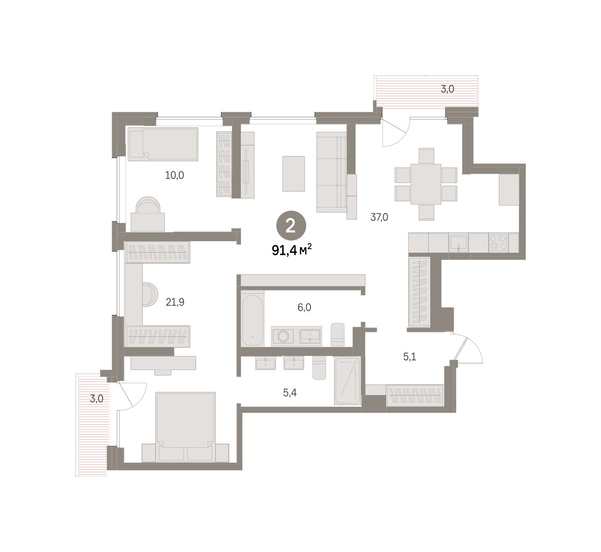 Планировка 91.4 м²