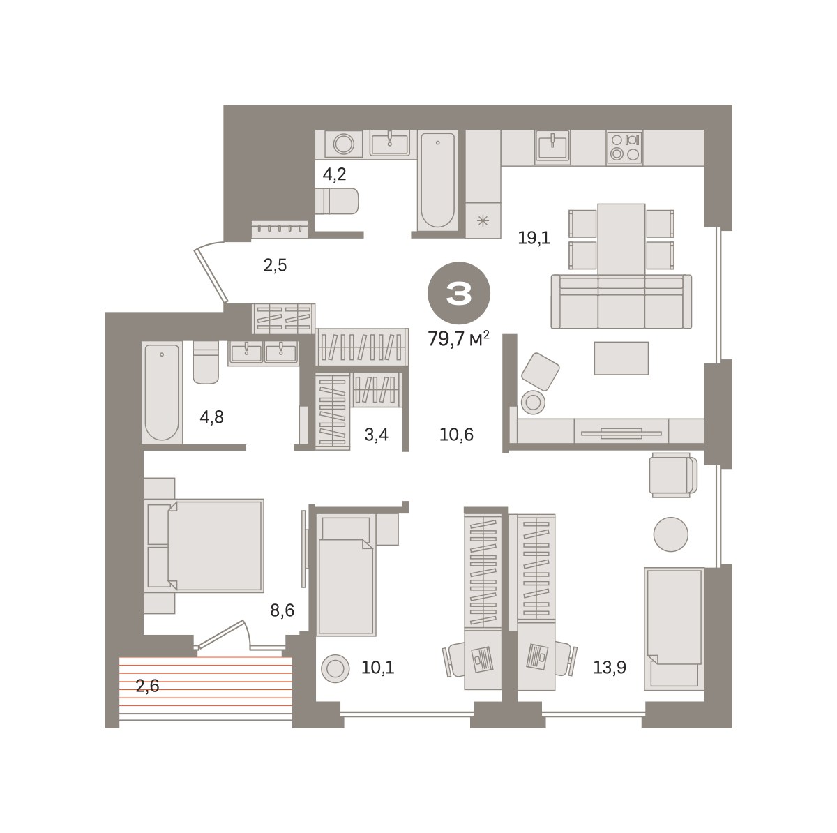 Планировка 79.73 м²