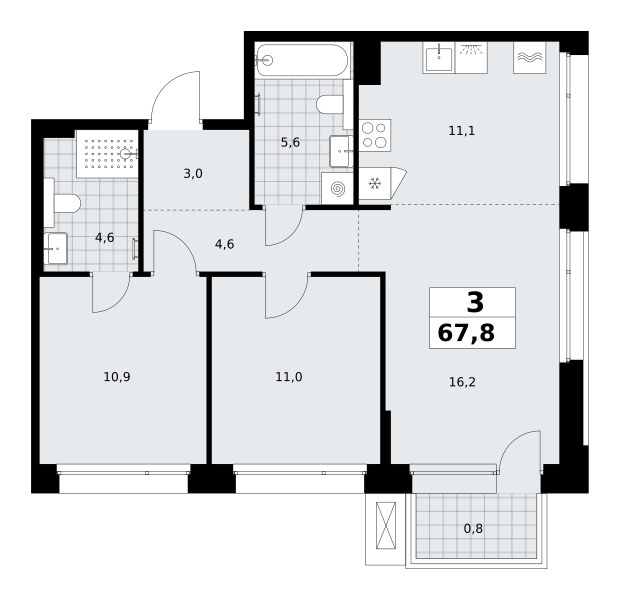 Планировка 67.8 м²