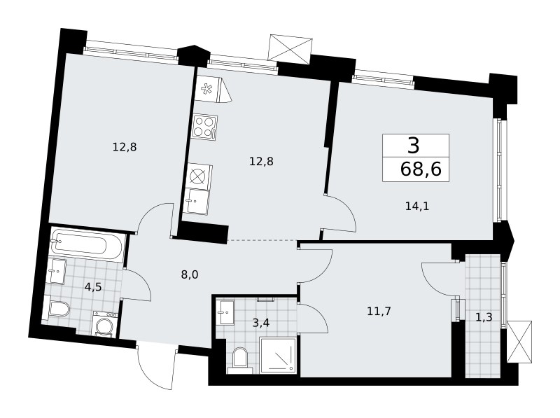 Планировка 68.6 м²