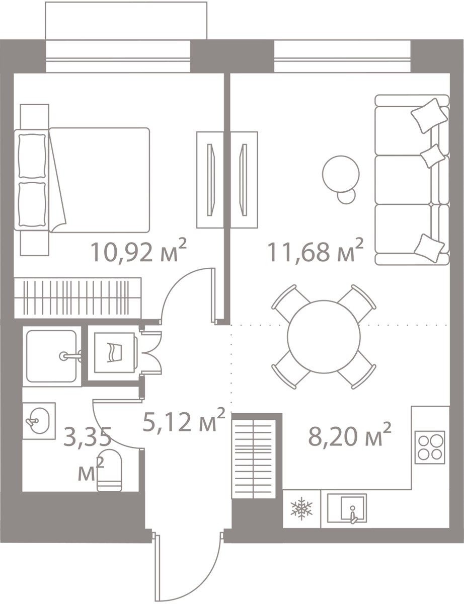Планировка 39.27 м²
