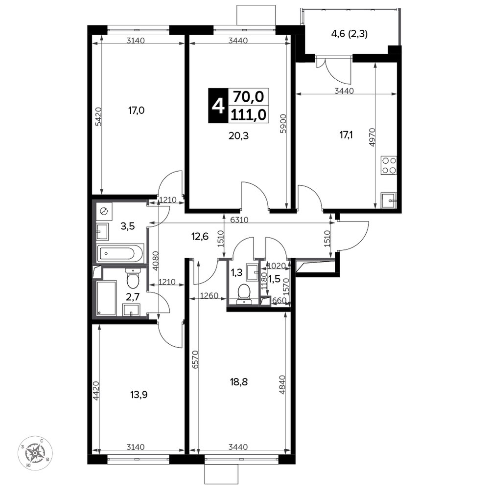 Планировка 112.8 м²