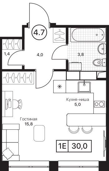 Планировка 30.0 м²