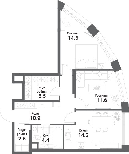 Планировка 63.8 м²