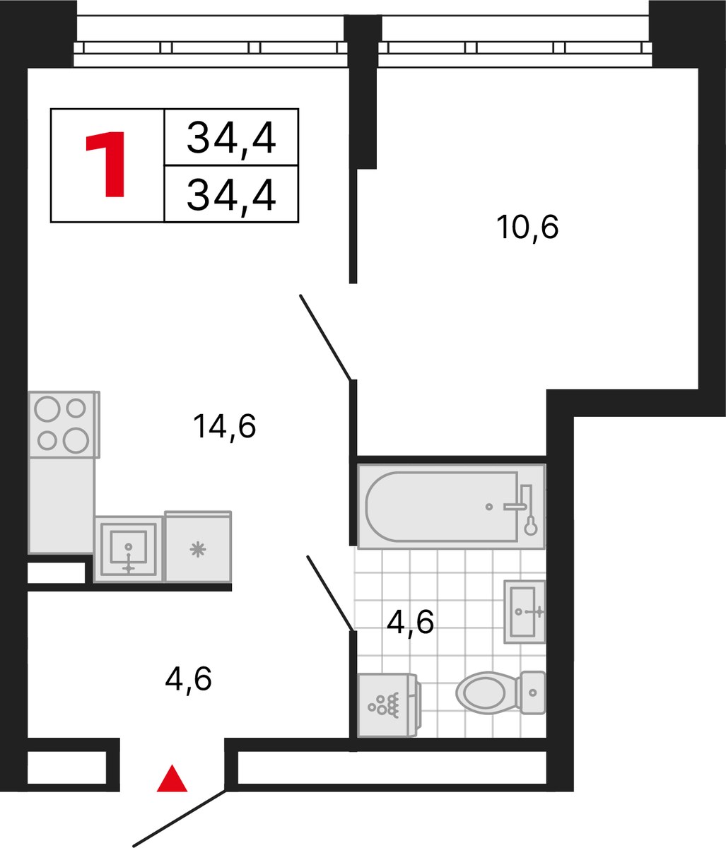 Планировка 34.4 м²