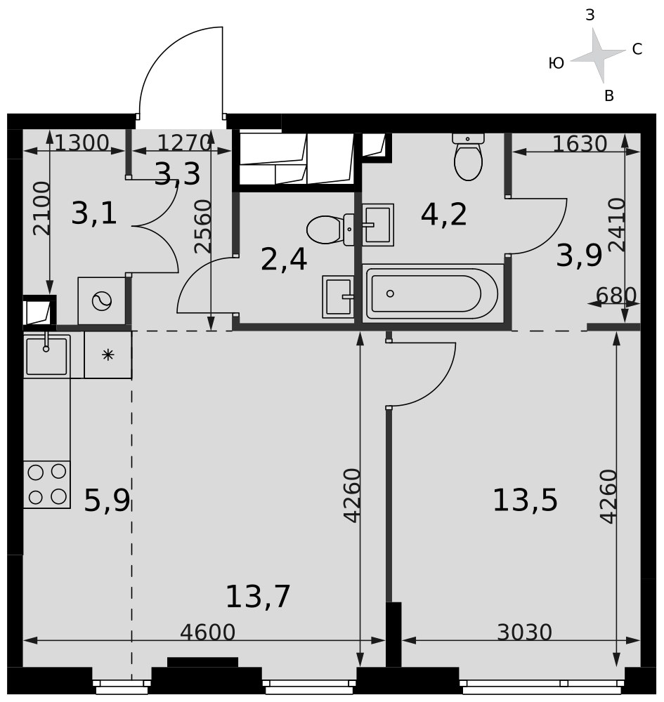 Планировка 50.0 м²