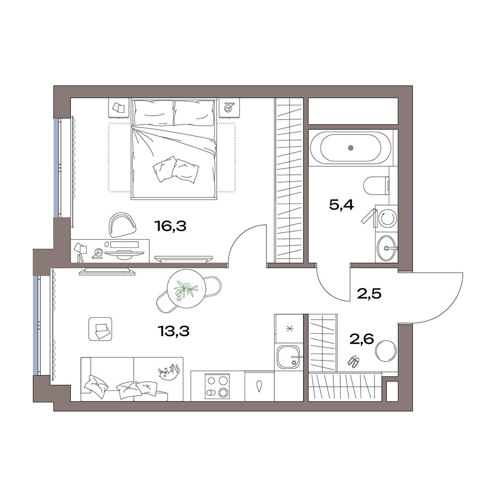 Планировка 40.1 м²