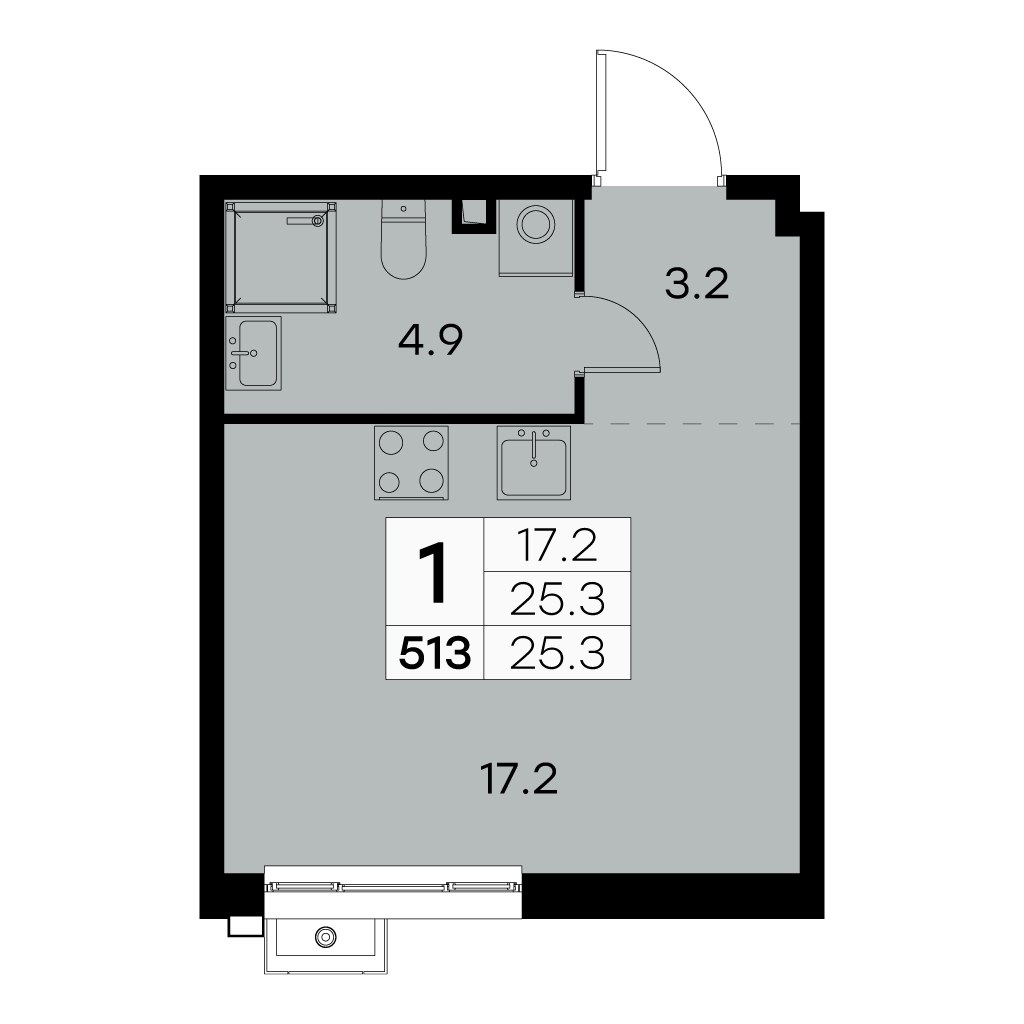 Планировка 25.1 м²