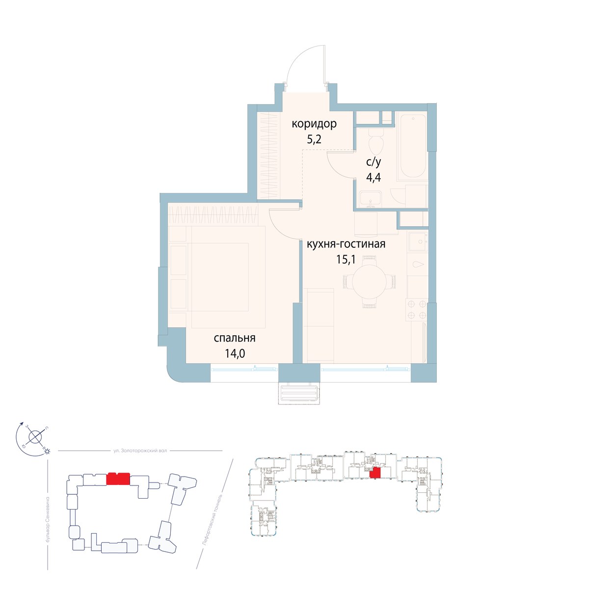 Планировка 38.7 м²