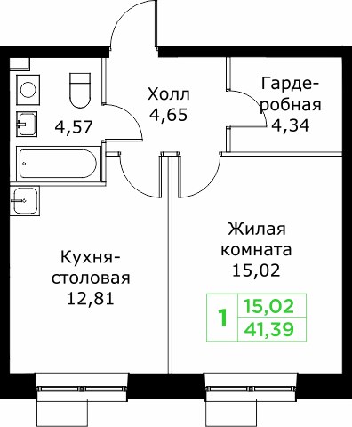 Планировка 41.4 м²