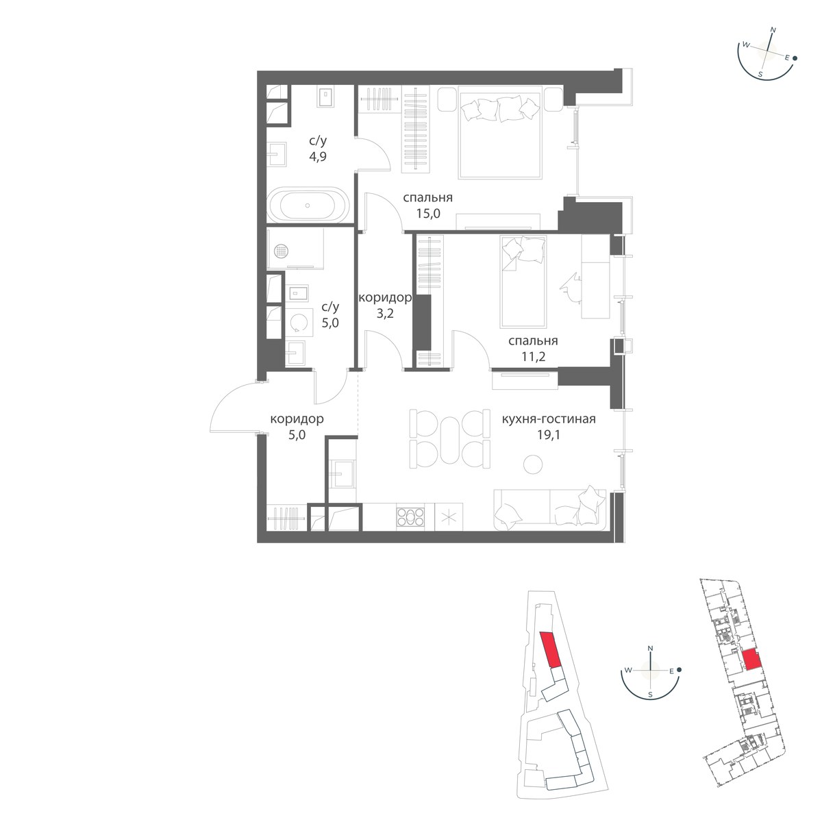 Планировка 63.4 м²